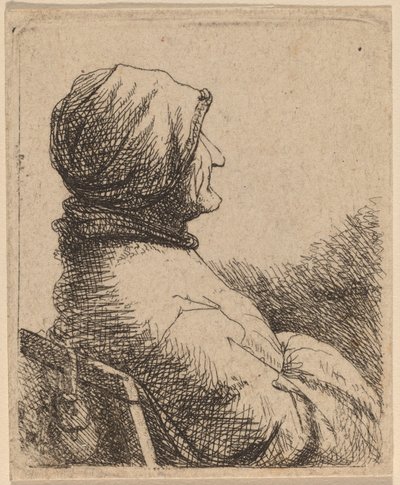 Busto di una vecchia girata di profilo a destra da Netherlandish 17th Century