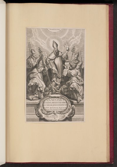 Pagina del Titolo per Anatomia Totivs Avgvstissimae Doctrinae Avgvstinae da Netherlandish 17th Century after Cornelis Galle I after Sir Peter Paul Rubens