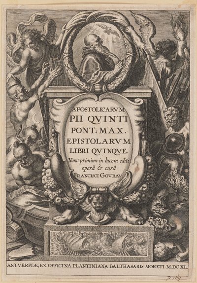 Pagina del titolo per Apostolicarvm PII Qvinti Pont. Max... da Netherlandish 17th Century after Sir Peter Paul Rubens