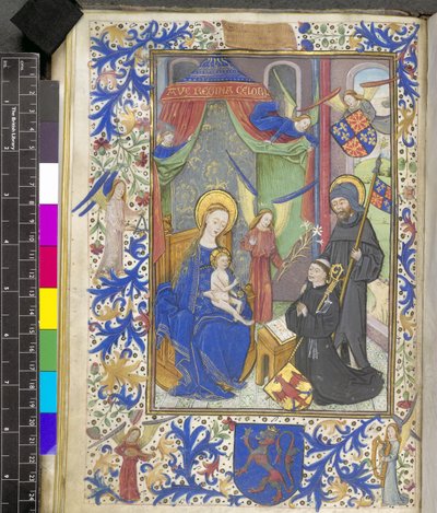 Add 17440 f.13v Vergine del Giglio con il patrono Willem van Bossunt, dal Messale di Gand da Netherlandish School