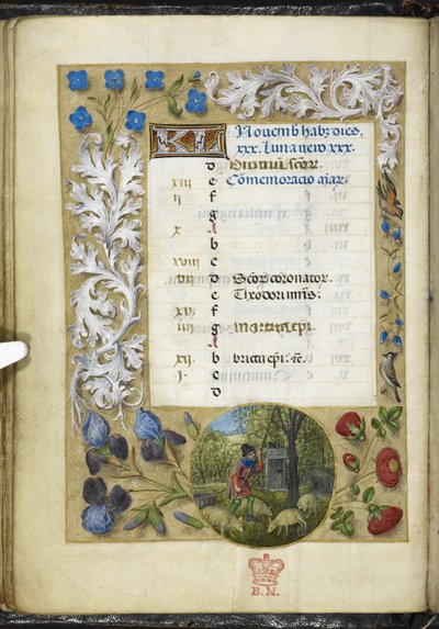 Pagina del calendario per novembre, dal 