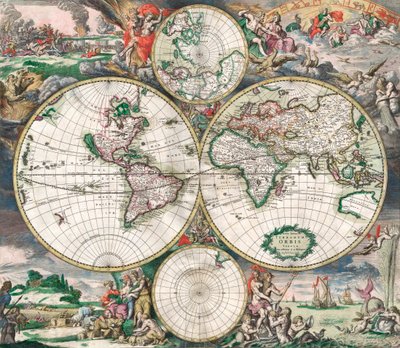 Mappa del mondo olandese antica da Netherlandish School