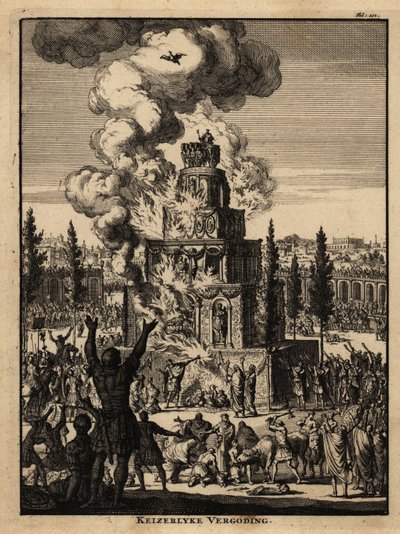 Rogo funebre a cinque piani per un imperatore romano a Roma da Netherlandish School