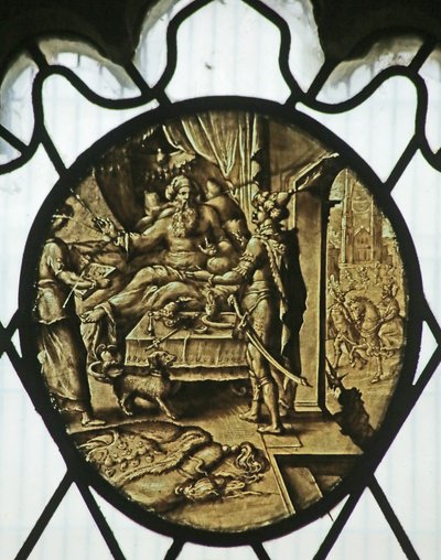 Medaglione: Re Assuero con Aman (Libro di Ester) da Netherlandish School