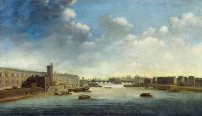 La Senna dal Ponte Barbier a monte, il Louvre da Netherlandish School
