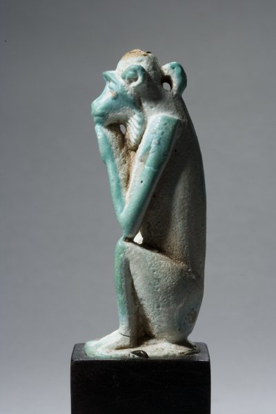 Amuleto di una scimmia, 18ª-19ª Dinastia, 1540-1186 a.C. (faience) da New Kingdom Egyptian