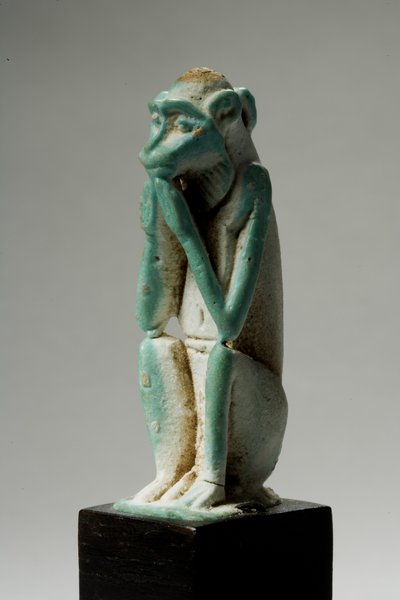 Amuleto di una scimmia, 18ª-19ª Dinastia, 1540-1186 a.C. (faience) da New Kingdom Egyptian