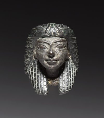 Montatura in bronzo da un "Shawabty Bundle": Testa, tarda XVIII a XIX dinastia, c.1336-1256 a.C. da New Kingdom Egyptian