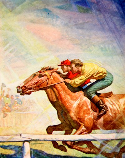 Maledicendo e frustando, il fantino si fermò al traguardo da Newell Convers (after) Wyeth