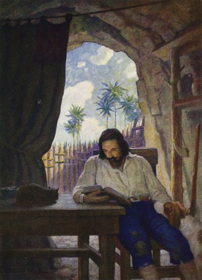 Illustrazione per Robinson Crusoe da Newell Convers (after) Wyeth