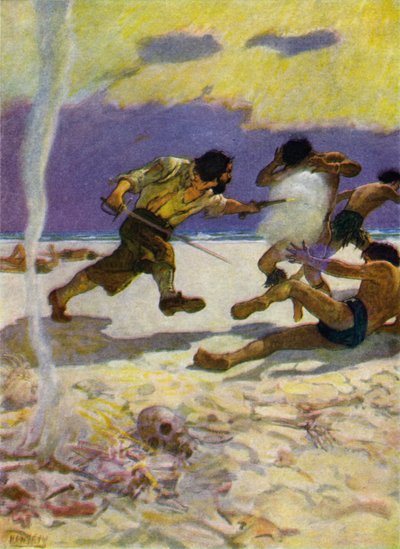Illustrazione per Robinson Crusoe da Newell Convers (after) Wyeth