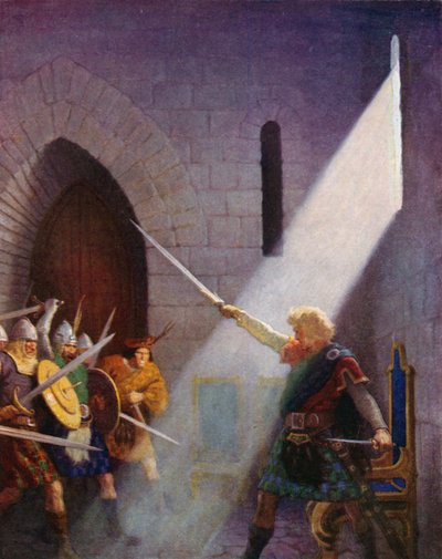 Wallace impugna la spada del re da Newell Convers (after) Wyeth