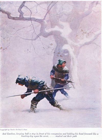 E Lawless, tenendosi mezzo passo davanti al suo compagno e tenendo la testa in avanti come un cane da caccia sulla pista, studiava il suo percorso da Newell Convers Wyeth