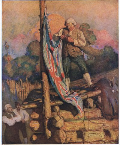 Il capitano Smollett sfida i ribelli: poi salendo sul tetto, con la propria mano issò i colori da Newell Convers Wyeth