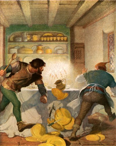Little John combatte con il cuoco nella casa dello sceriffo da Newell Convers Wyeth