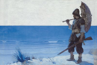 Robinson Crusoe: Risguardo da Newell Convers Wyeth