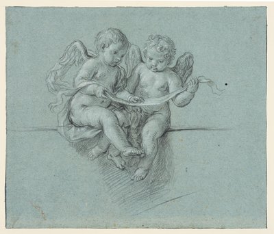 Due cherubini che tengono una pergamena da Niccolò (attr.to) Berrettoni