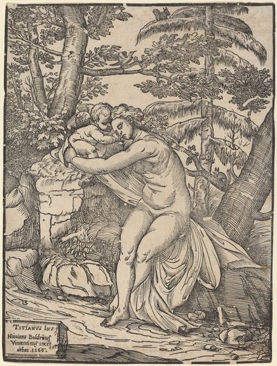 Venere e Cupido da Niccolò Boldrini after Titian