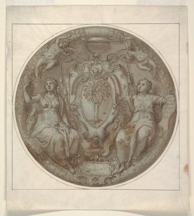 Progetto per un tondo con le armi del cardinale Giulio della Rovere da Niccolò Martinelli, called il Trometta