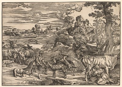 Paesaggio con una lattaia, c. 1525 da Niccolo Boldrini