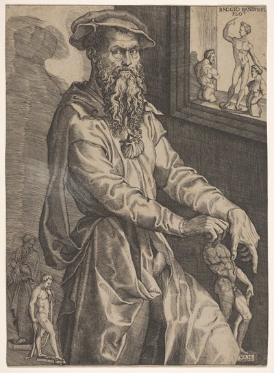 Ritratto di Baccio Bandinelli, a tre quarti di lunghezza accanto a un vetro di finestra, ca. 1540-48 da Niccolo della Casa