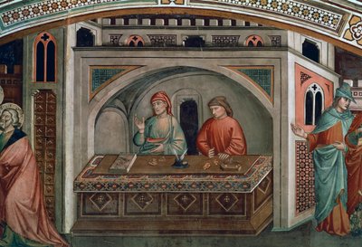 Due banchieri, dettaglio dalla Vita di San Matteo da Niccolo di Pietro Gerini