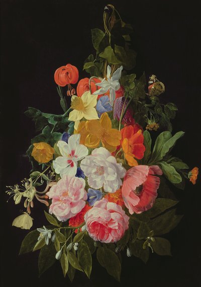 Un Mazzo di Rose e altri Fiori Appesi a un Chiodo da Nicholaes van Verendael