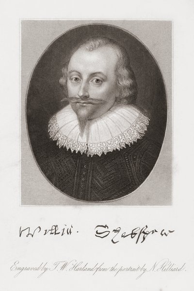 William Shakespeare. Ritratto di Hilliard da Nicholas (after) Hilliard