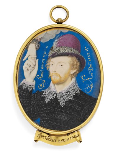Un giovane gentiluomo che stringe una mano da una nuvola da Nicholas (studio of) Hilliard