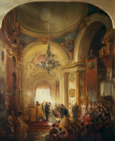 Il matrimonio del principe Alfredo, duca di Edimburgo con la granduchessa Maria Aleksandrovna, 23 gennaio 1874 da Nicholas Chevalier
