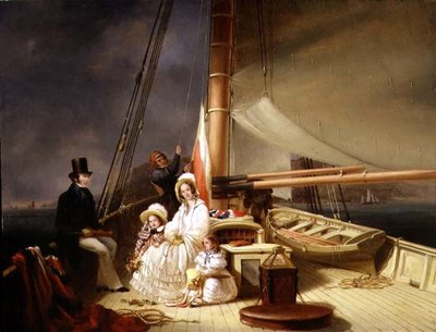 Il signor Charles Ward con la sua famiglia a bordo del suo cutter yacht 