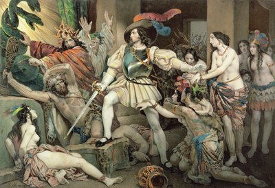 Conquista del Messico: Hernando Cortes (1485-1547) contrario al sacrificio umano da Nicholas Eustache Maurin