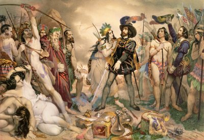 Conquista del Messico: Hernando Cortes distrugge la sua flotta a Vera Cruz, 1519 da Nicholas Eustache Maurin