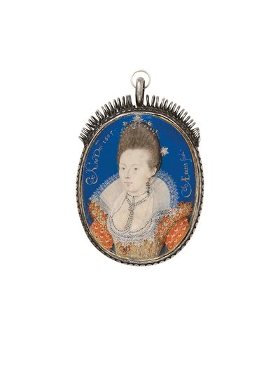 Una signora in abito dorato con colletto alto, 1605 da Nicholas Hilliard