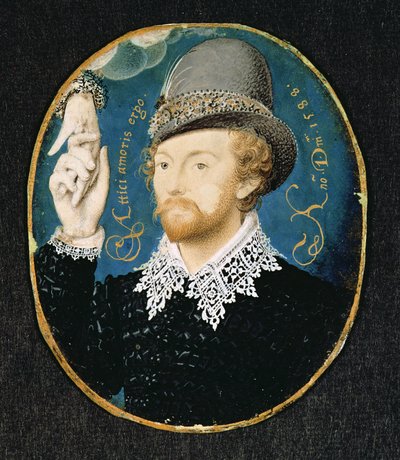 Uomo che stringe la mano da una nuvola, possibilmente William Shakespeare, 1588 da Nicholas Hilliard