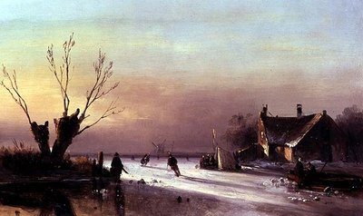 Scena serale sul ghiaccio da Nicholas Jan Roosenboom