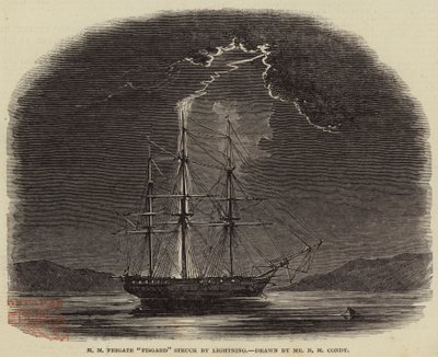 La fregata H M Fisgard colpita da un fulmine da Nicholas Matthews Condy