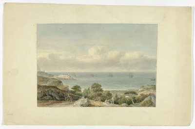 Paesaggio marino mediterraneo con porto da Nicholas Pocock