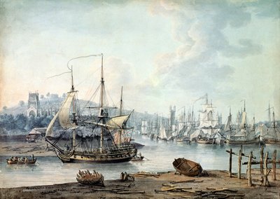 Traino di una nave da guerra fuori dal porto di Bristol da Nicholas Pocock