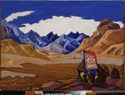 Banniere de celui qui vient. (de la suite Maitreya). (Bouddhisme tibetain) da Nicholas Roerich