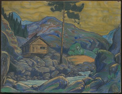 Capanna in montagna, decorazione per il dramma di Ibsen "Peer Gynt", 1911 da Nicholas Roerich