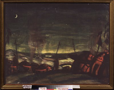 Il campo polovtsiano, la notte. Scenografia per l