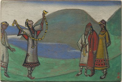 Fanciulle, decorazione e costume per il balletto di Stravinsky "Le Sacre du Printemps", 1944 da Nicholas Roerich