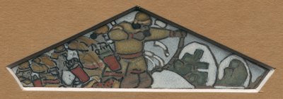 Schizzo per la decorazione triangolare più a sinistra del fregio in maiolica "Vita del Nord", 1905 da Nicholas Roerich