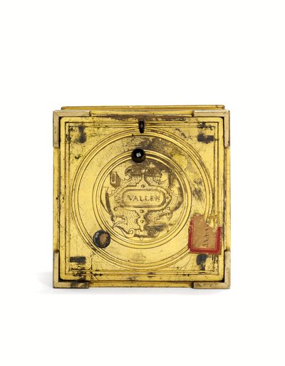 Orologio da tavolo orizzontale inciso di Elisabetta I, c.1590-1600 da Nicholas Vallin