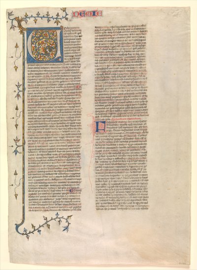 Iniziale V dal commento di Neemia, una delle sei foglie illustrate, ca. 1360-1380 da Nicholas of Lyra