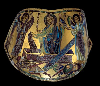 Armilla: La Resurrezione. Bracciale cerimoniale in rame e smalto della Mosa. Officina di Nicolas Verdun (ca.1130/50-1205) Medioevo, ca. 1170-1180. Parigi, Museo del Louvre da Nicholas of Verdun
