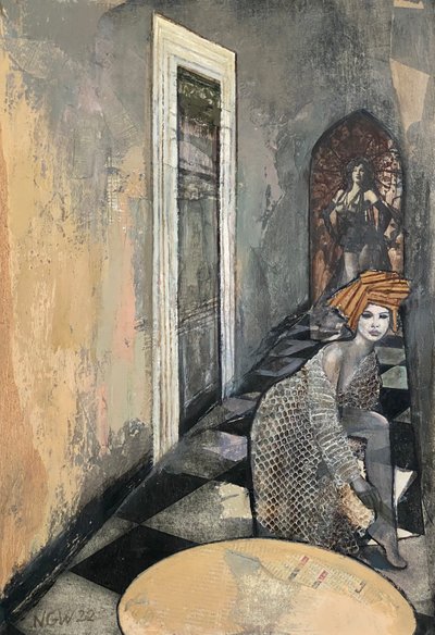 Snakeskin Dress, 2022-23 (tecnica mista su carta) da Nick Williams