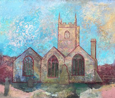 Chiesa di St Uny, 2021-23 (olio su tavola) da Nick Williams