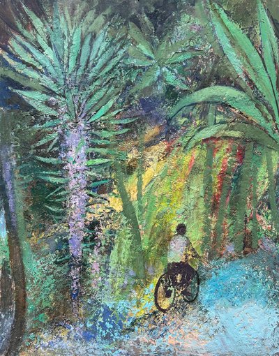 Tropical Spin, 2022-23 (olio su tavola) da Nick Williams